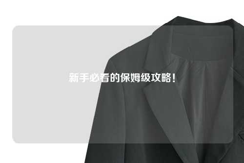 新手必看的保姆级攻略!