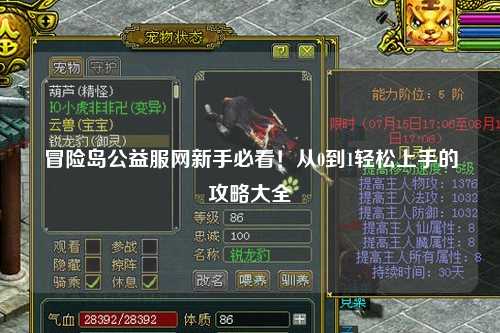 冒险岛公益服网新手必看!从0到1轻松上手的攻略大全✨